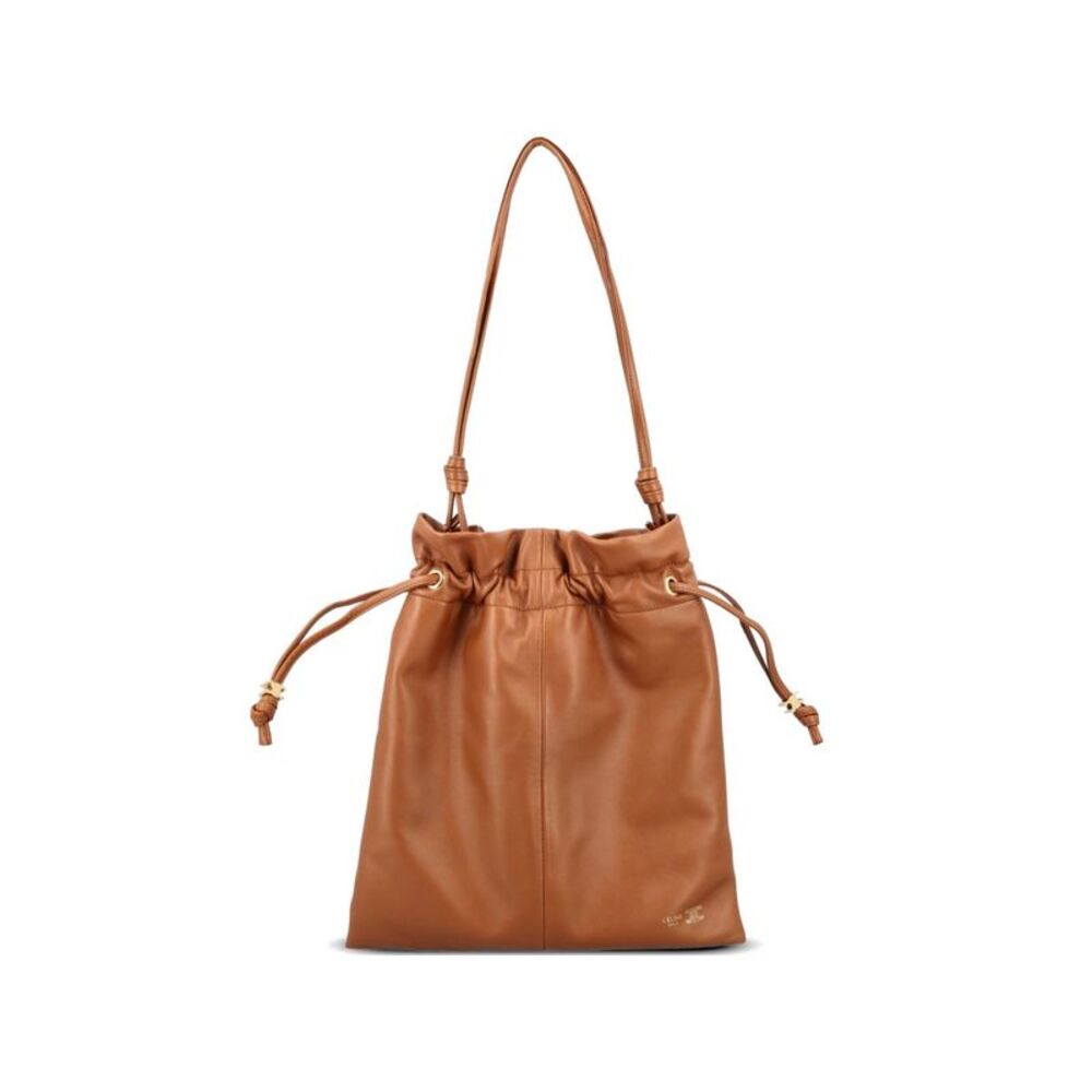 Celine Women Crystal Pouch Small Leather Bucket Bag